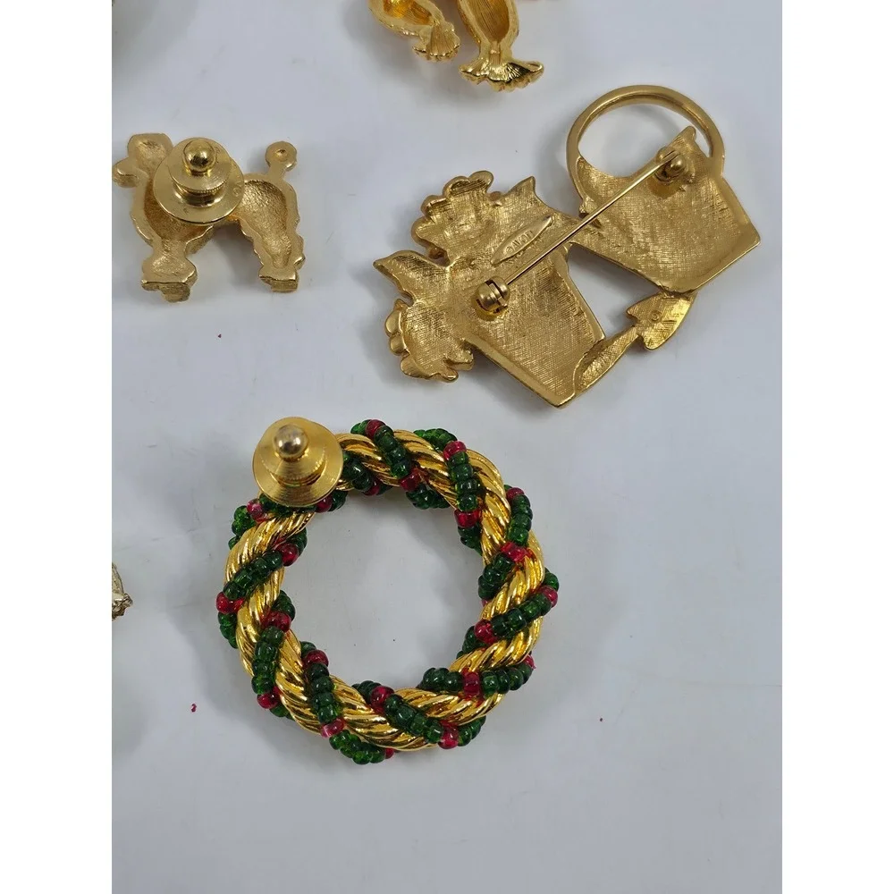 Vintage‎ Brooch Pin Lot Gold Tone Rhinestone Enamel Christmas Halloween 11pc